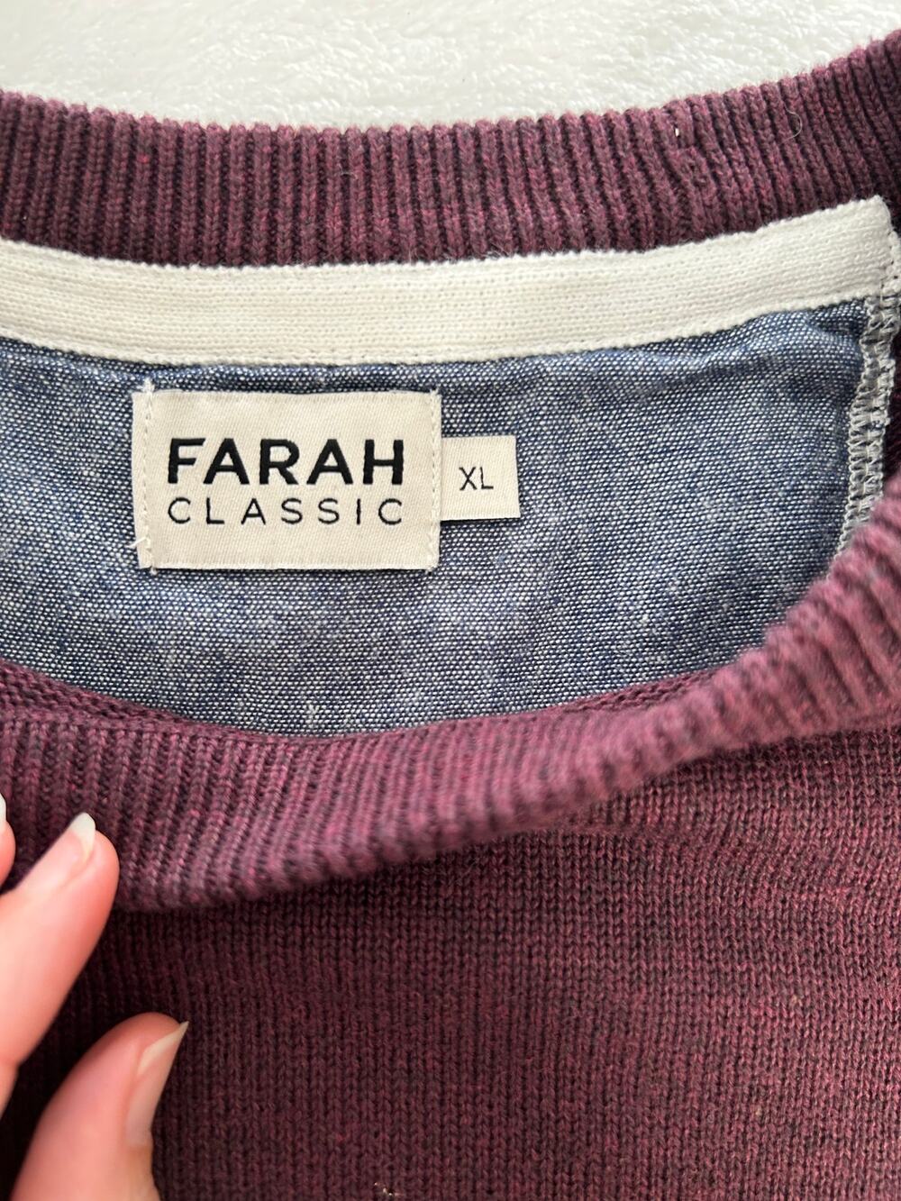 Farah Men's Modern Fit Crew Neck Jumper Sweater XL Purple Excellent Condition